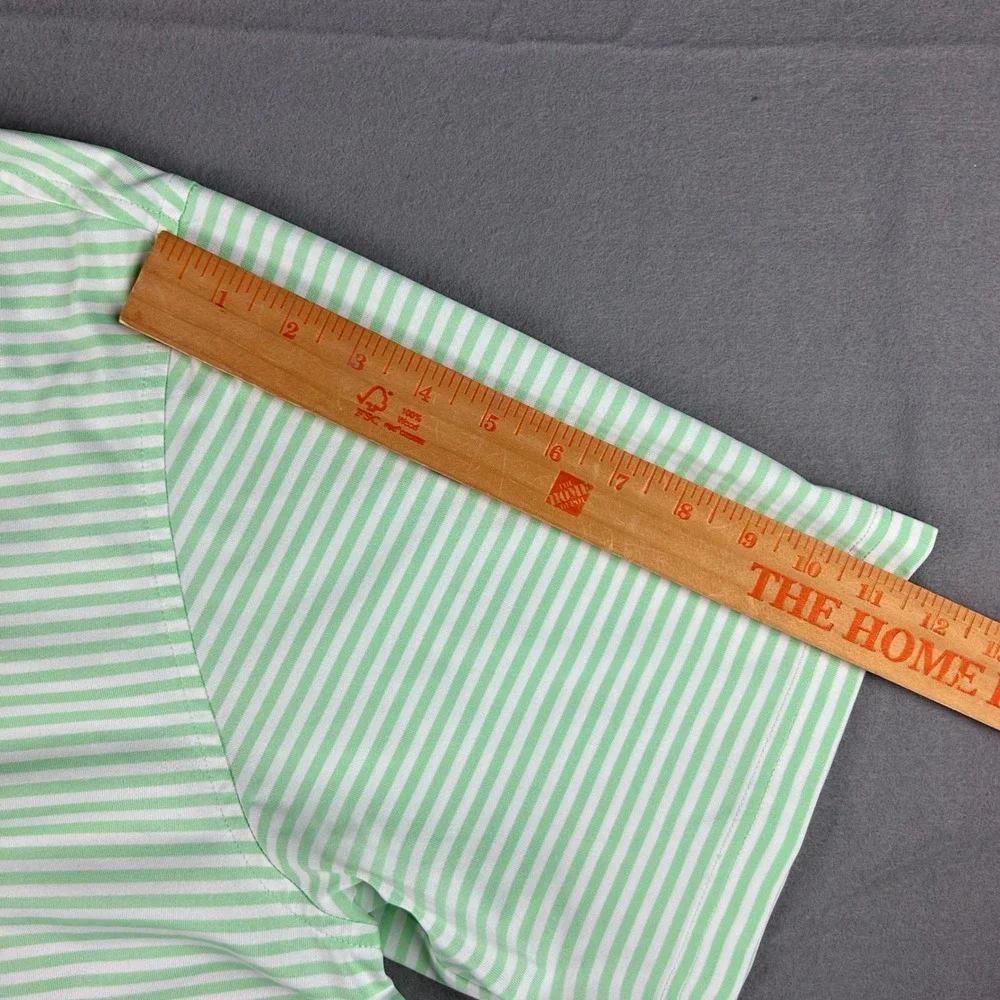 Donald Ross Polo Shirt Mens Large Green Striped Short Sleeve Golf Performance